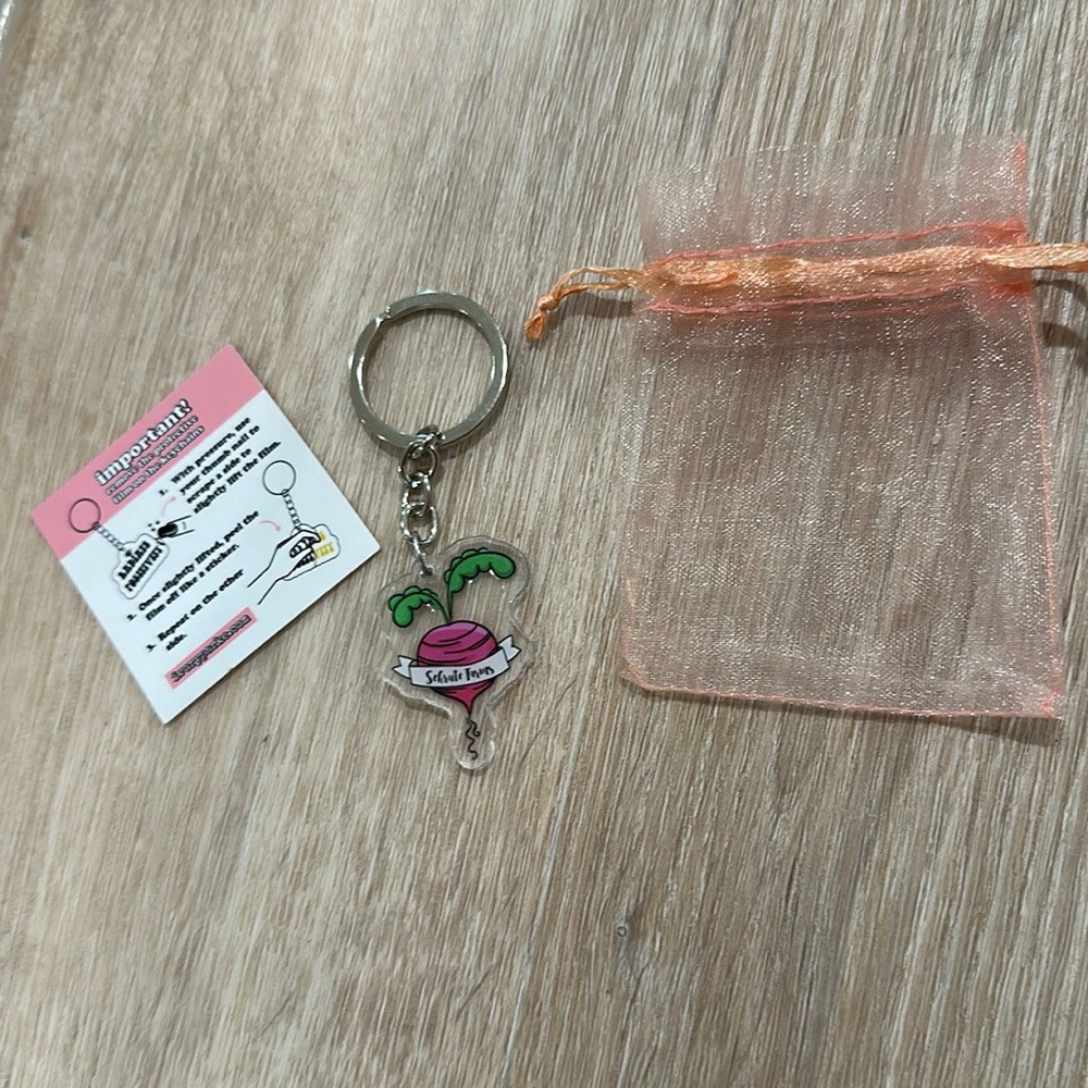 THE OFFICE Schrute Farm Beets Keychain NEW